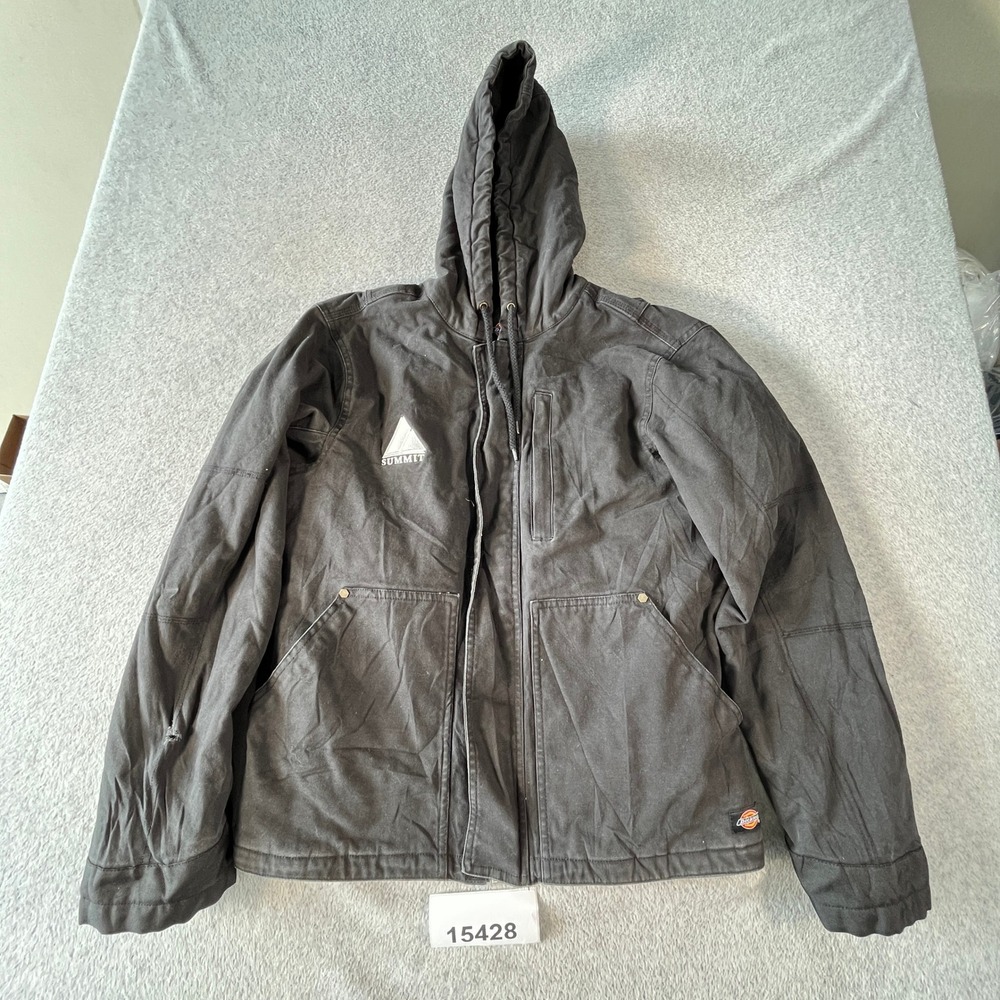 Dickies Hooded Work Jacket Mens M Black Excellent Fleece Lined Canvas TJ375BK